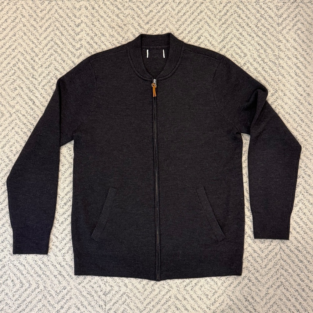 LL Bean Navy Blue Merino Wool Cardigan